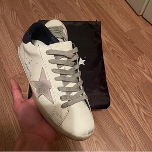 Golden Goose White and Gray Star Sneakers